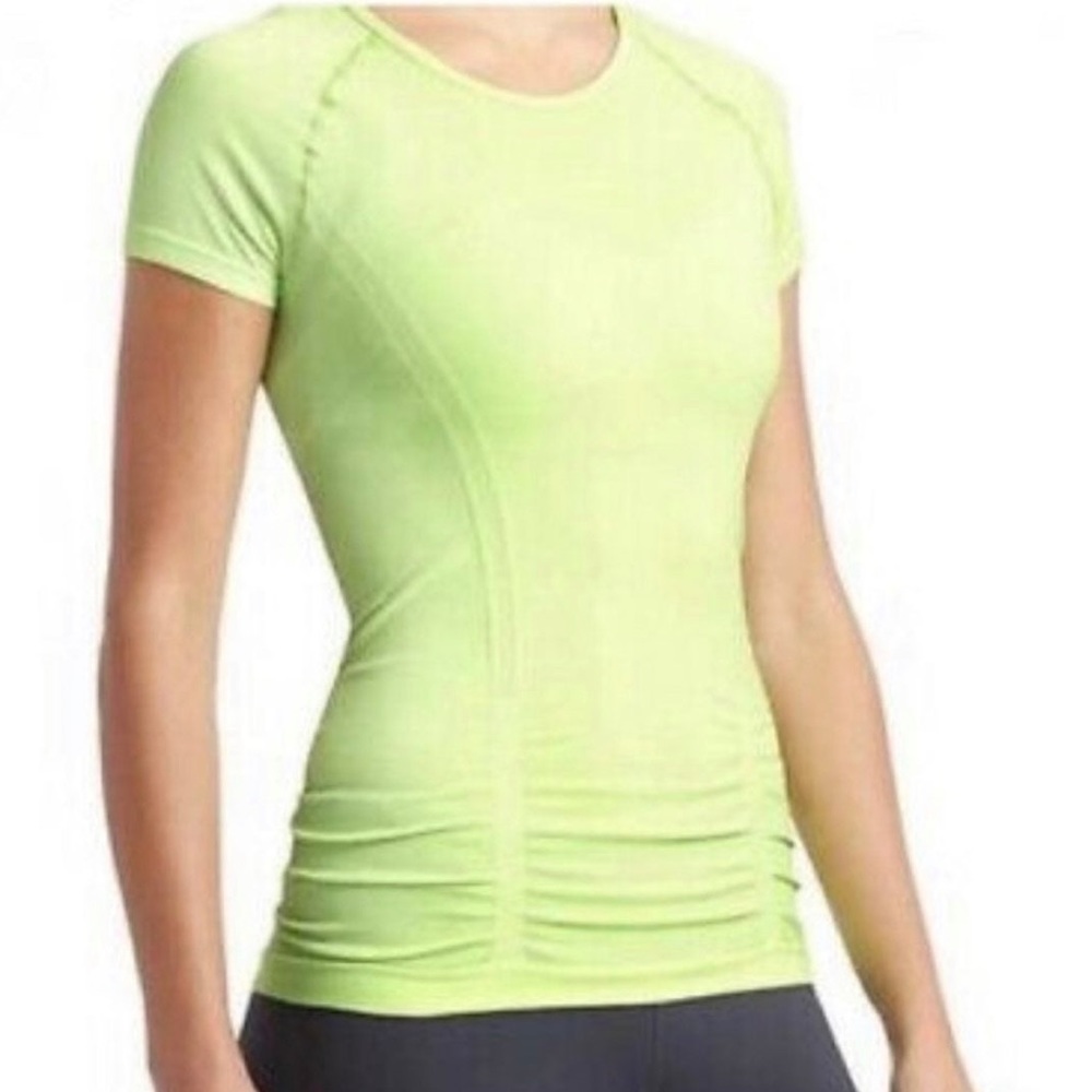 Athleta fastest track short sleeve lime green tee sz M